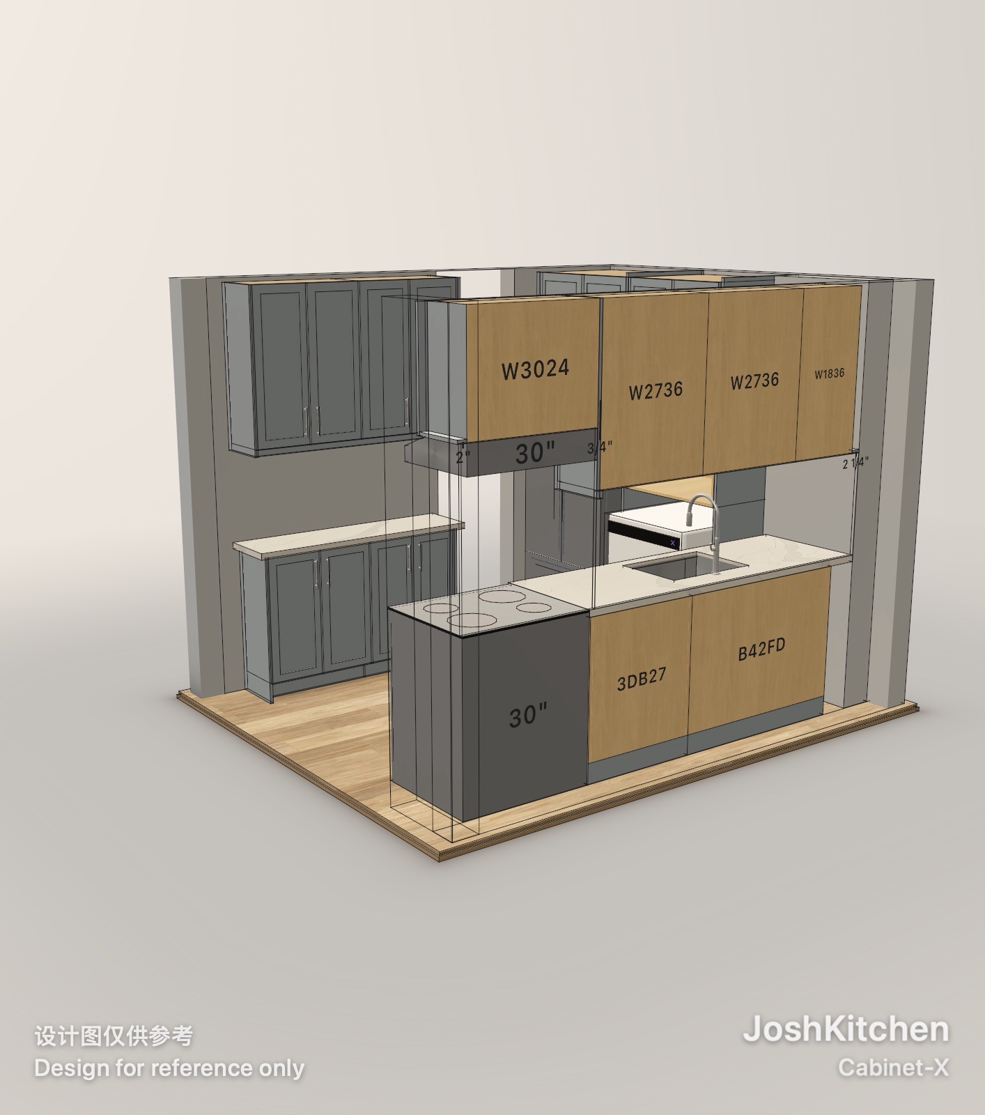 U-Shape Kitchen with Grey Shaker Cabinets — view 2