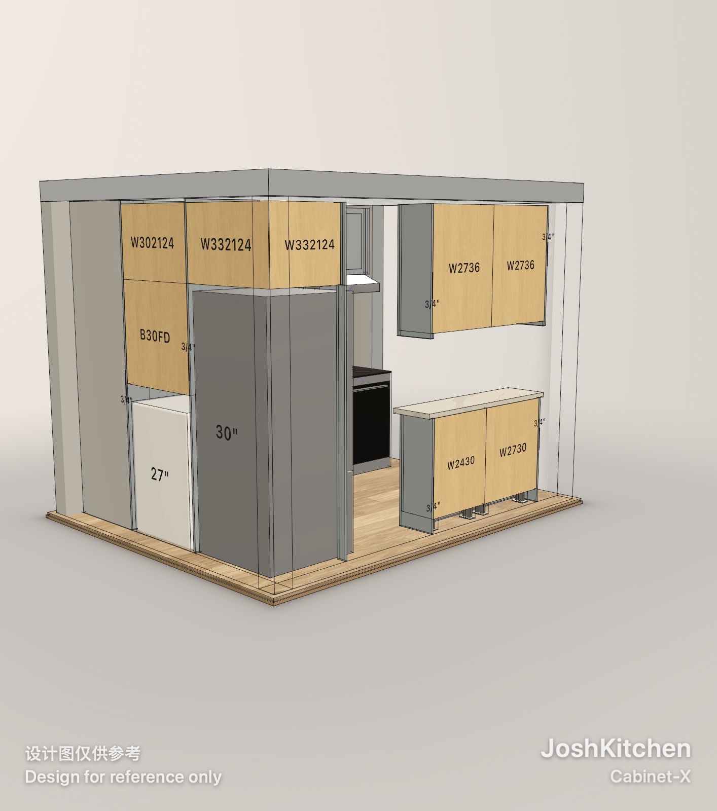 U-Shape Kitchen with Grey Shaker Cabinets — view 3