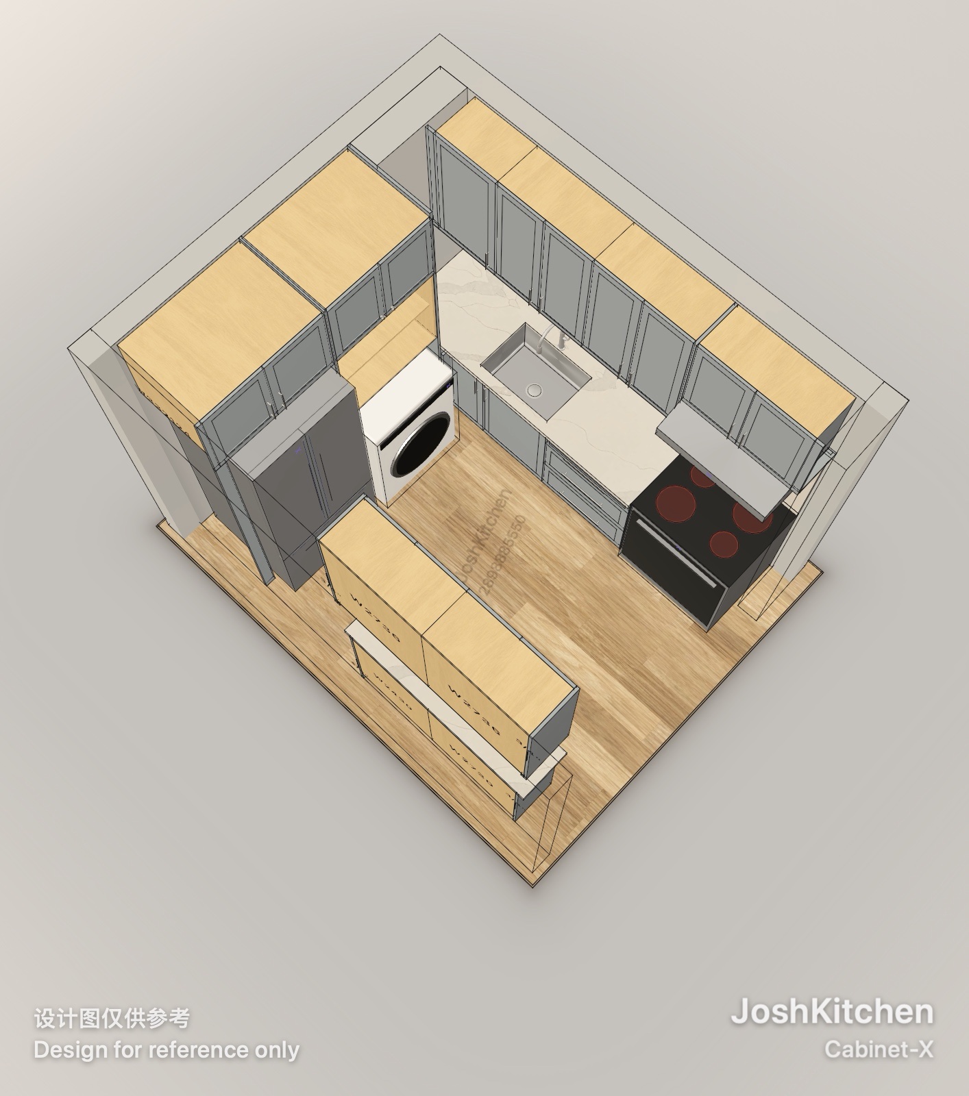 U-Shape Kitchen with Grey Shaker Cabinets — view 4