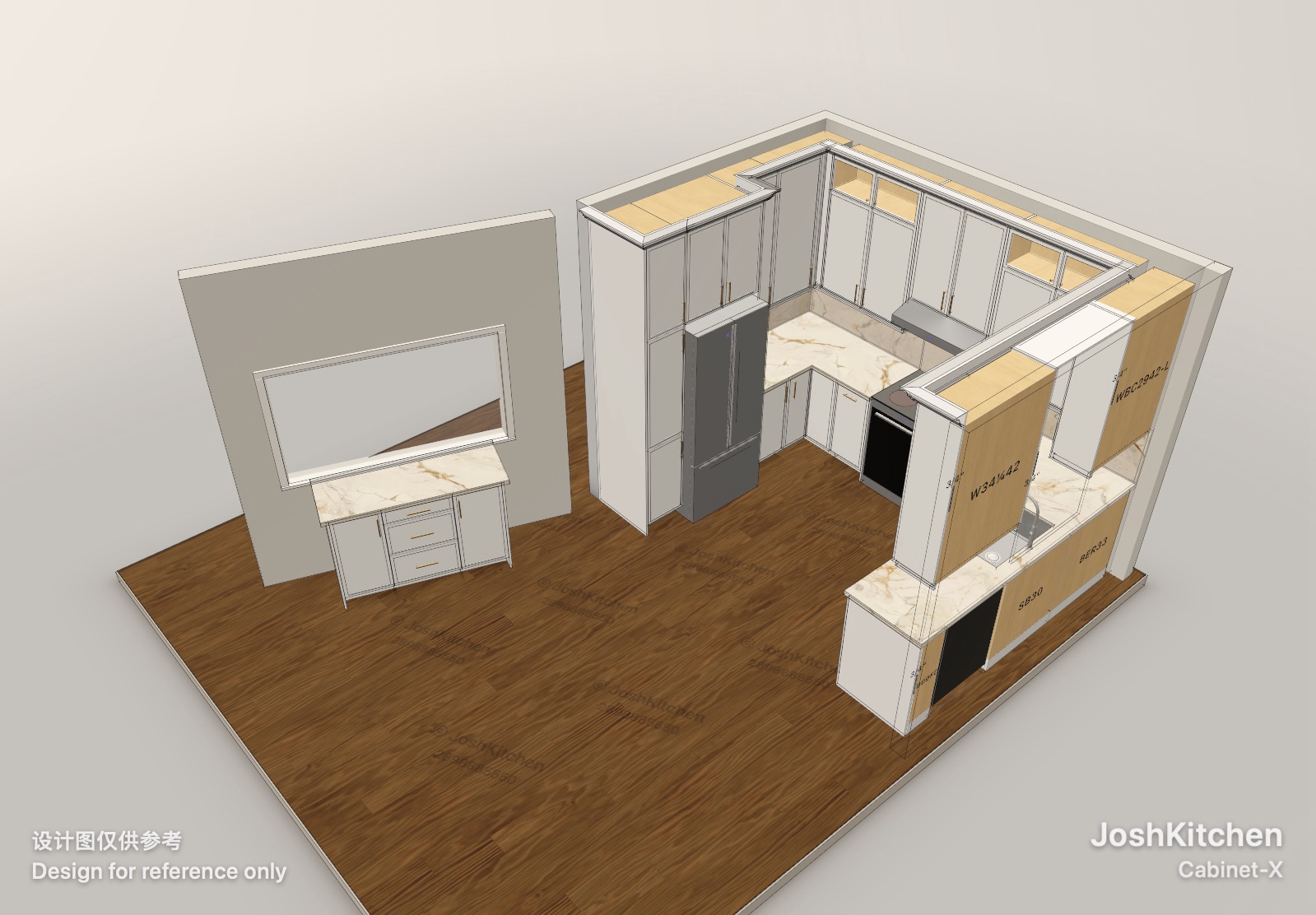 U-Shape Kitchen with White Shaker Cabinets — view 2