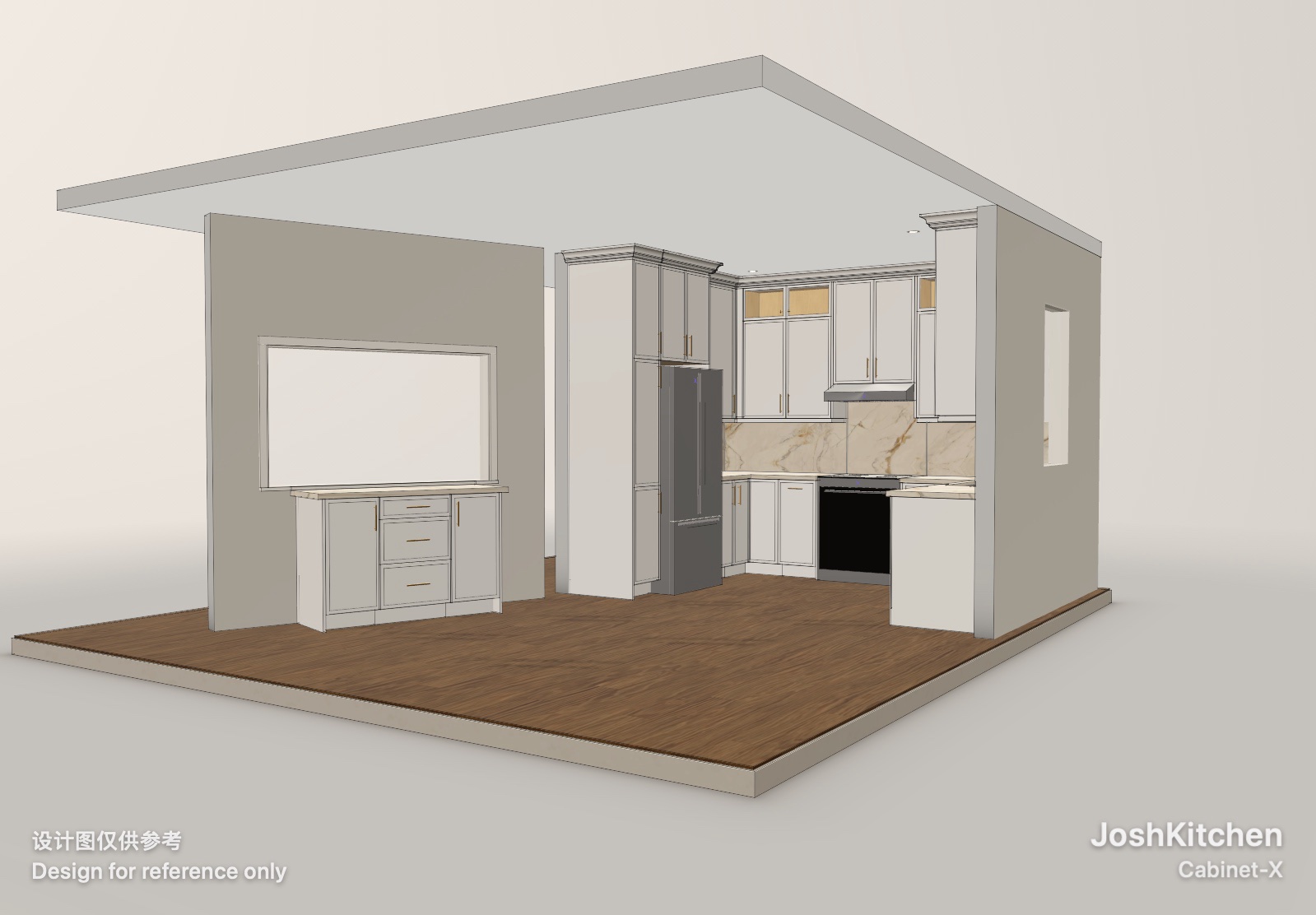 U-Shape Kitchen with White Shaker Cabinets — view 4