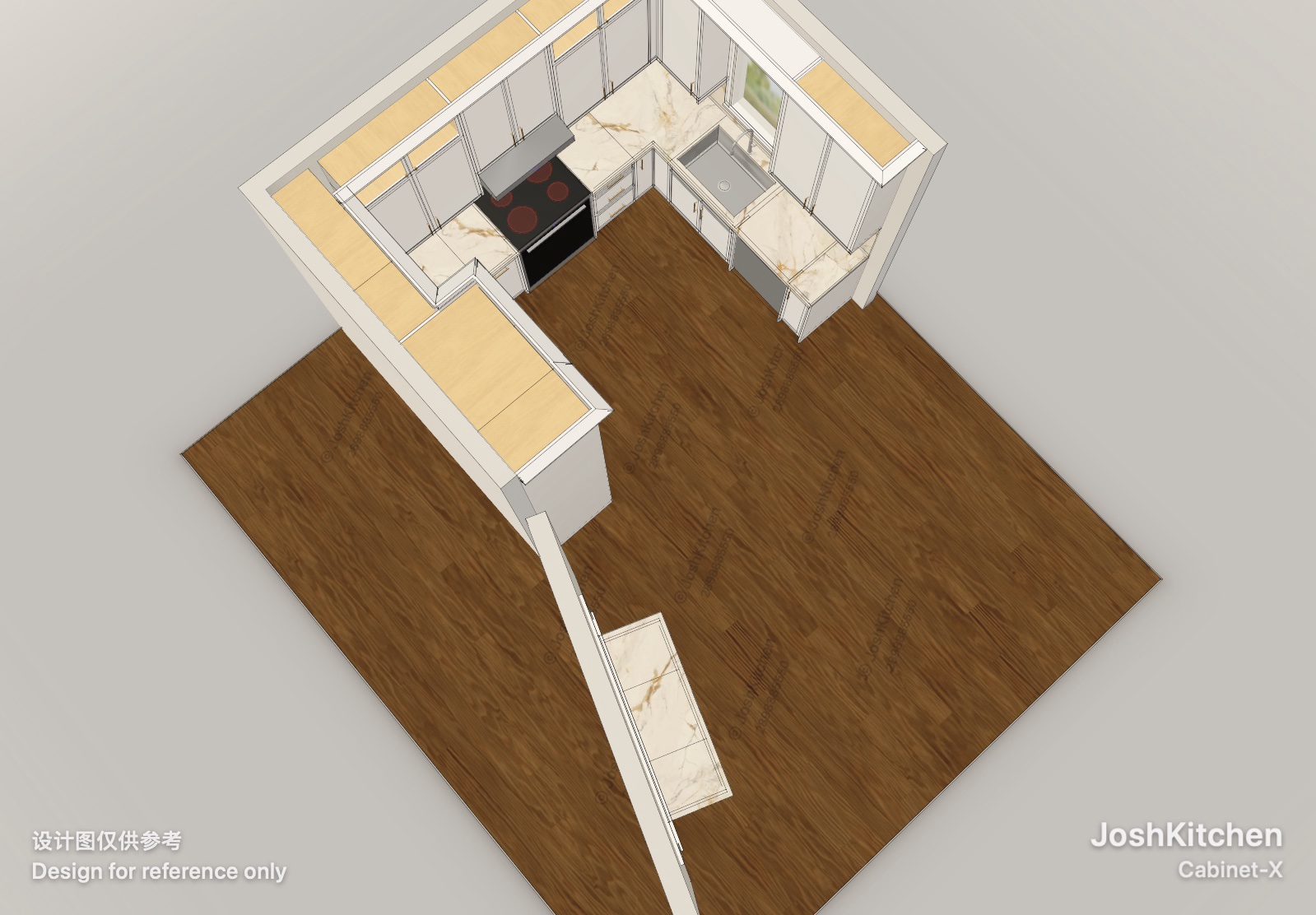 U-Shape Kitchen with White Shaker Cabinets — view 5
