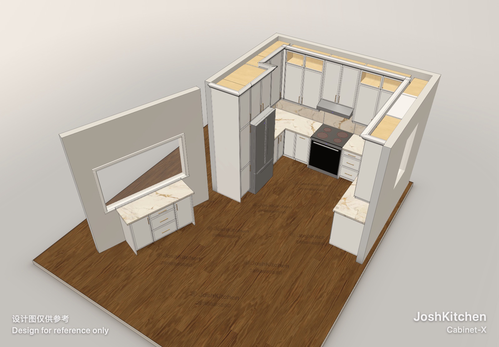 U-Shape Kitchen with White Shaker Cabinets — view 7